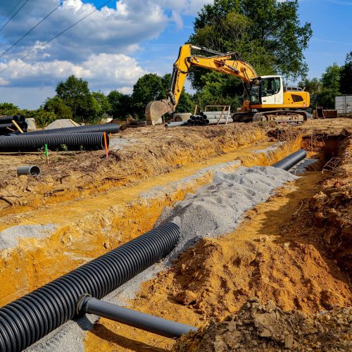 travaux publics , construction de lotissement , passage des canalisations